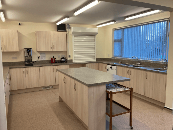 A picture of the kitchen inside Walton Village Hall